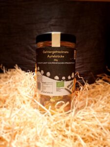 Gefriergetrocknete Apfelstücke im Glas (Bio) 50g